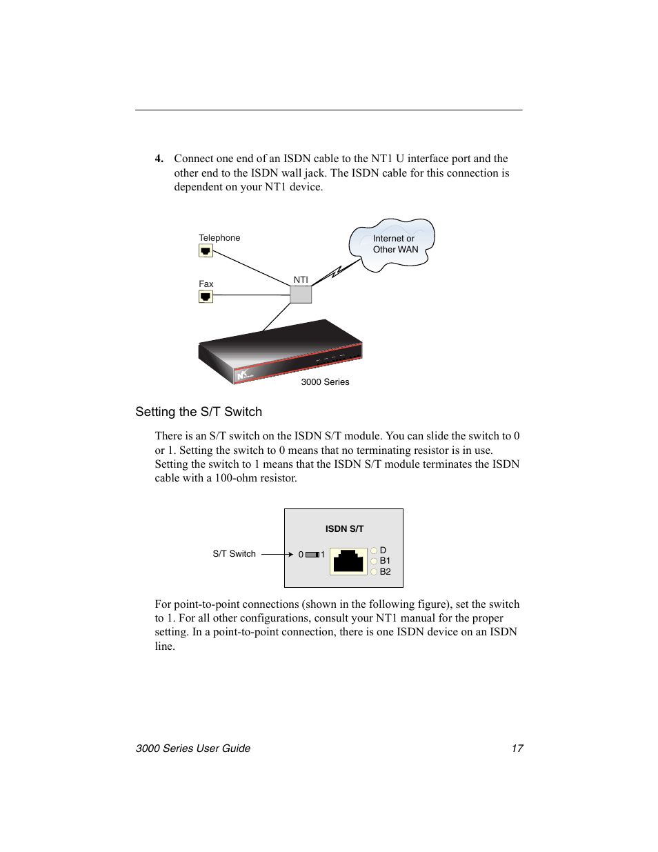 Setting the s/t switch | Nx Networks 3000 User Manual | Page 31 / 84