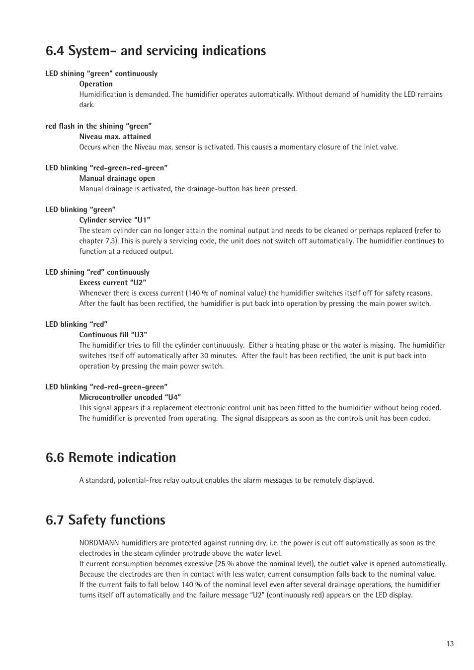 4 system- and servicing indications, 6 remote indication, 7 safety functions | Nordmende 2401935EN0801 User Manual | Page 13 / 16
