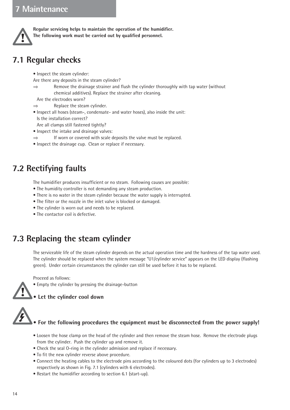 1 regular checks, 2 rectifying faults, 3 replacing the steam cylinder | 7 maintenance | Nordmende 2401935EN0801 User Manual | Page 14 / 16