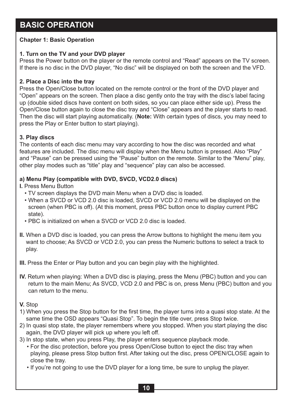Basic operation | NexxTech super slim divx/mpeg4 dvd player 1617008E User Manual | Page 12 / 33