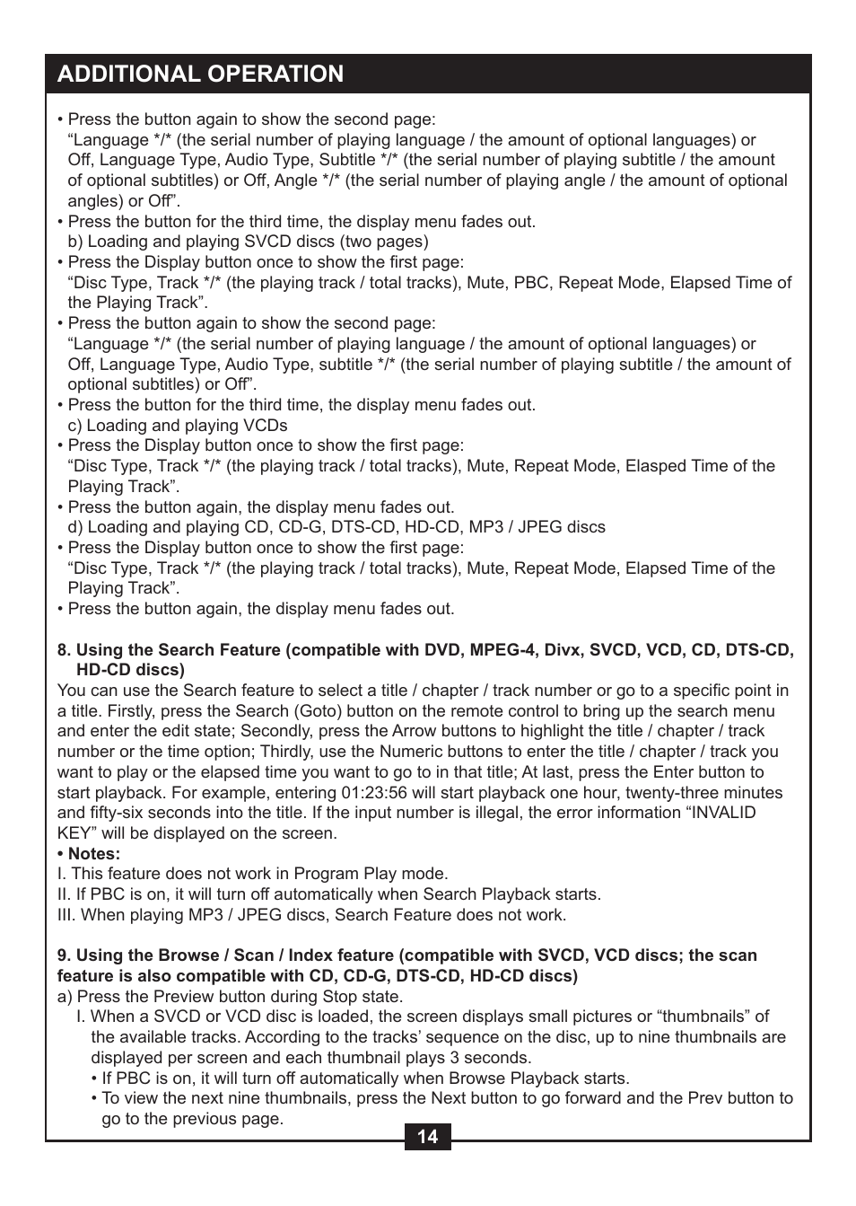 Additional operation | NexxTech super slim divx/mpeg4 dvd player 1617008E User Manual | Page 16 / 33