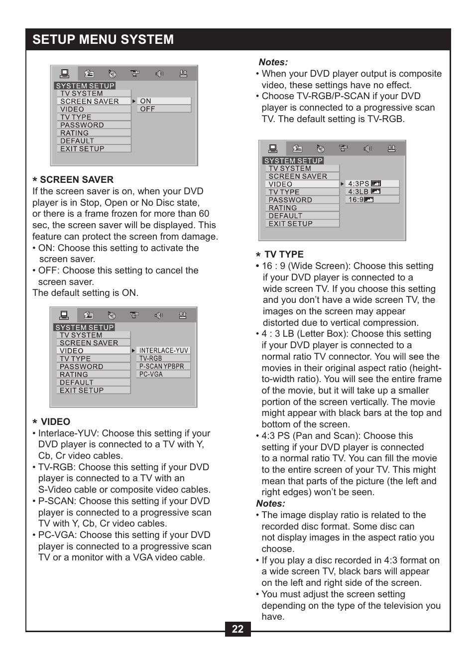 Setup menu system | NexxTech super slim divx/mpeg4 dvd player 1617008E User Manual | Page 24 / 33