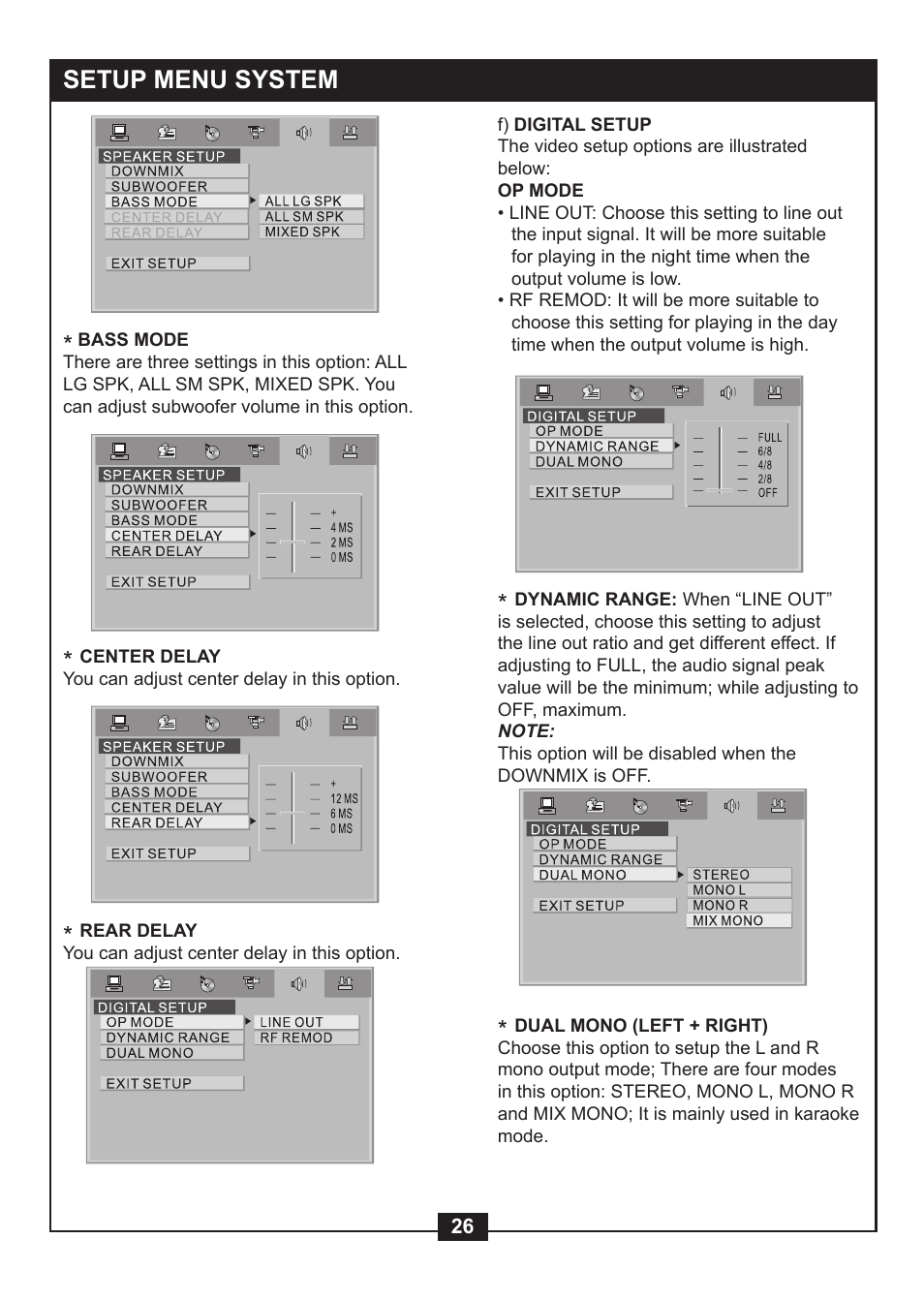 Setup menu system | NexxTech super slim divx/mpeg4 dvd player 1617008E User Manual | Page 28 / 33