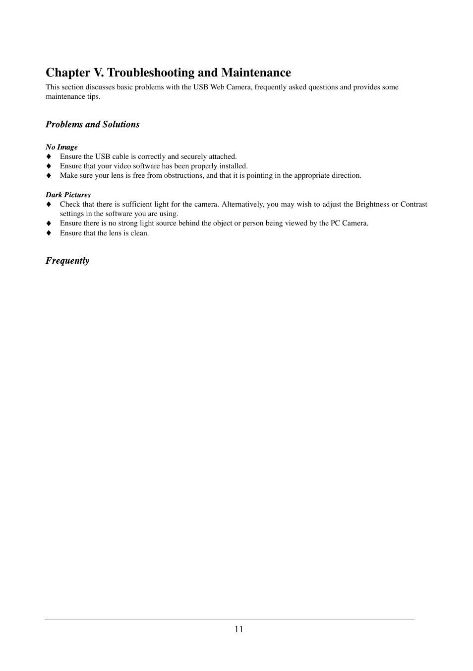 Chapter v. troubleshooting and maintenance | NexxTech USB Web Camera User Manual | Page 13 / 16