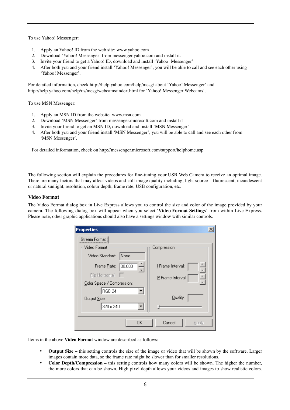 Camera settings | NexxTech USB Web Camera User Manual | Page 8 / 16