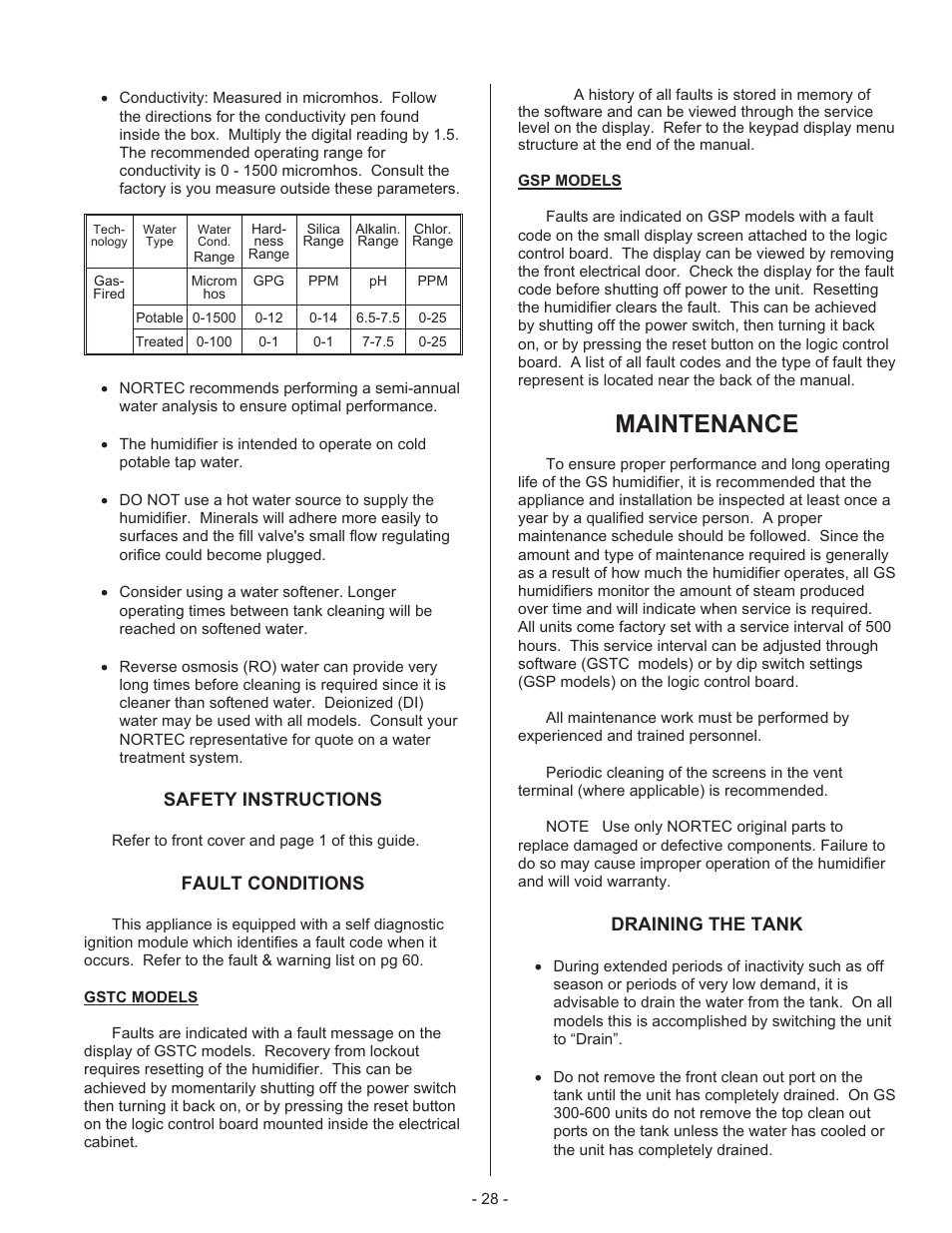 Maintenance | Nortec Industries GS Series User Manual | Page 32 / 78