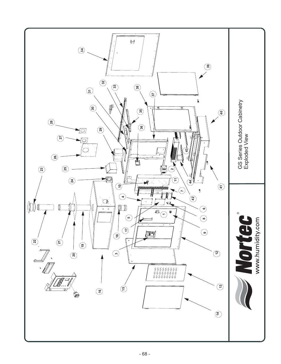 Gs series out door cabinetry exploded v iew | Nortec Industries GS Series User Manual | Page 72 / 78