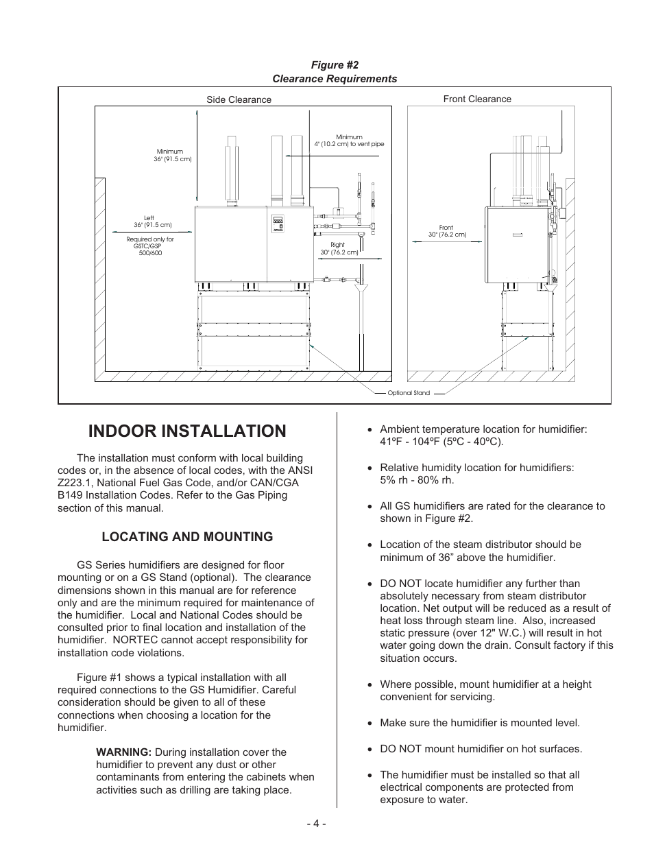 Gas piping, Indoor installation, Locating and mounting | Nortec Industries GS Series User Manual | Page 8 / 78