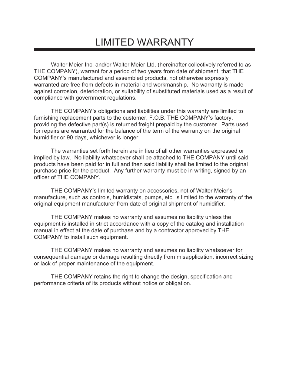 Limited warranty | Nortec Industries None User Manual | Page 19 / 20
