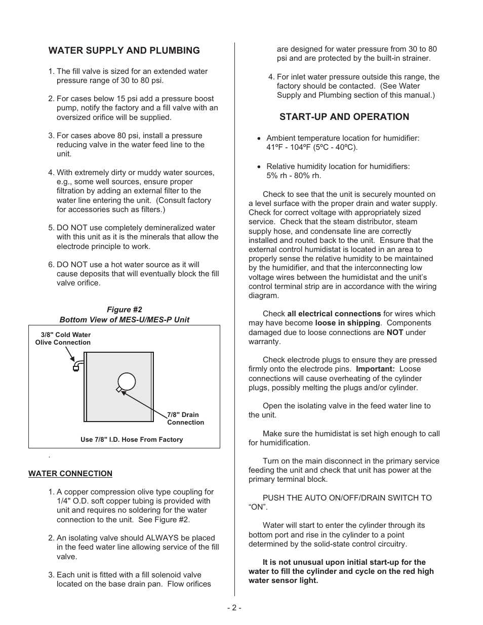 Water connection, Start-up and operation | Nortec Industries None User Manual | Page 4 / 20