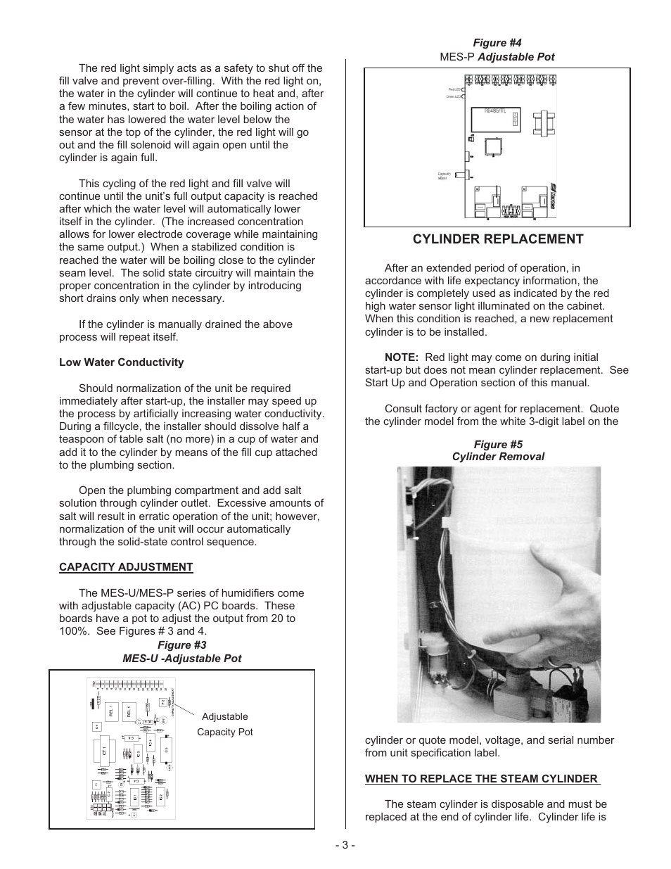 Capacity adjustment, Cylinder replacement, When to replace the steam cylinder | Removing the old cylinder | Nortec Industries None User Manual | Page 5 / 20