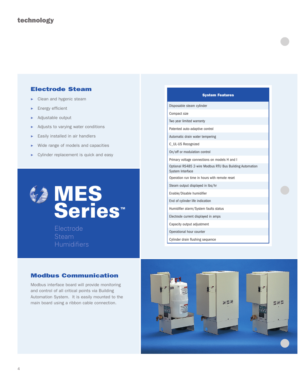 Mes series, Technology, Electrode steam humidifiers | Nortec Industries MES Series User Manual | Page 4 / 8