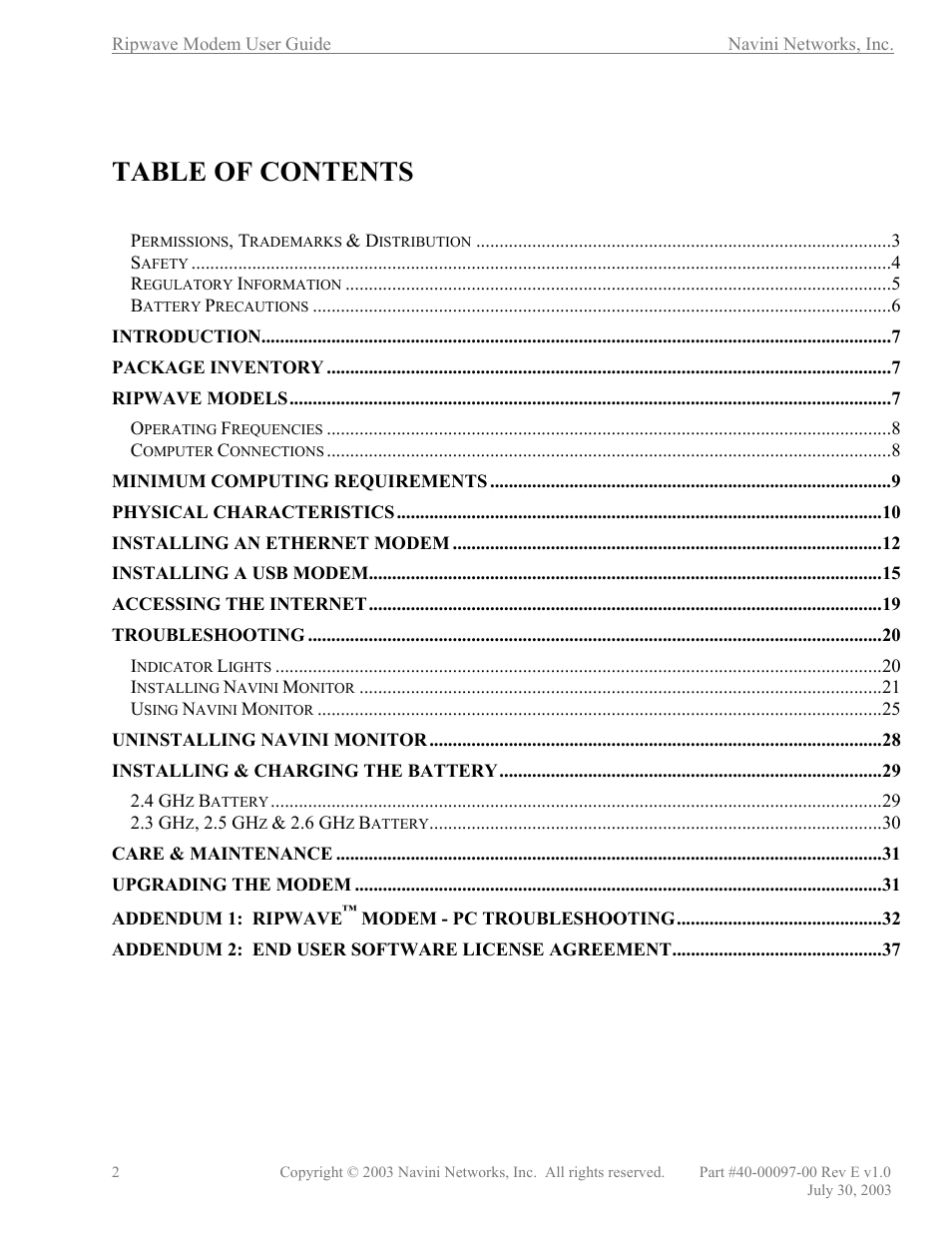 Navini Networks Ripwave 40-00097-00 User Manual | Page 2 / 41