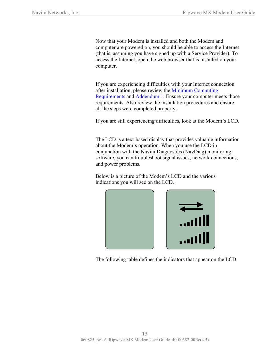 Accessing the internet, Troubleshooting, The liquid crystal display (lcd) | Iquid, Rystal, Isplay, Lcd), Qs s | Navini Networks Ripwave MX User Manual | Page 13 / 42