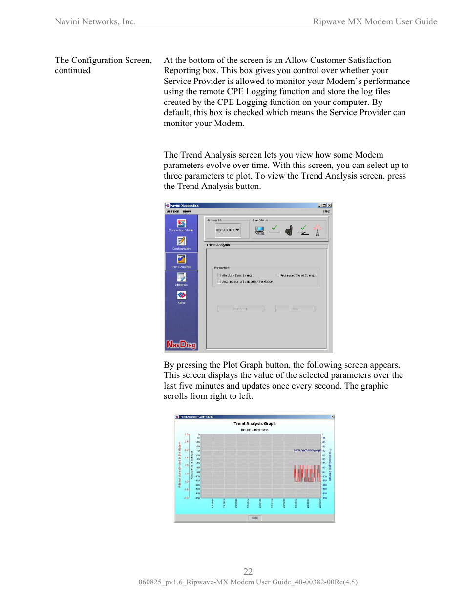 The trend analysis screen, Rend, Nalysis | Creen, He trend analysis creen | Navini Networks Ripwave MX User Manual | Page 22 / 42