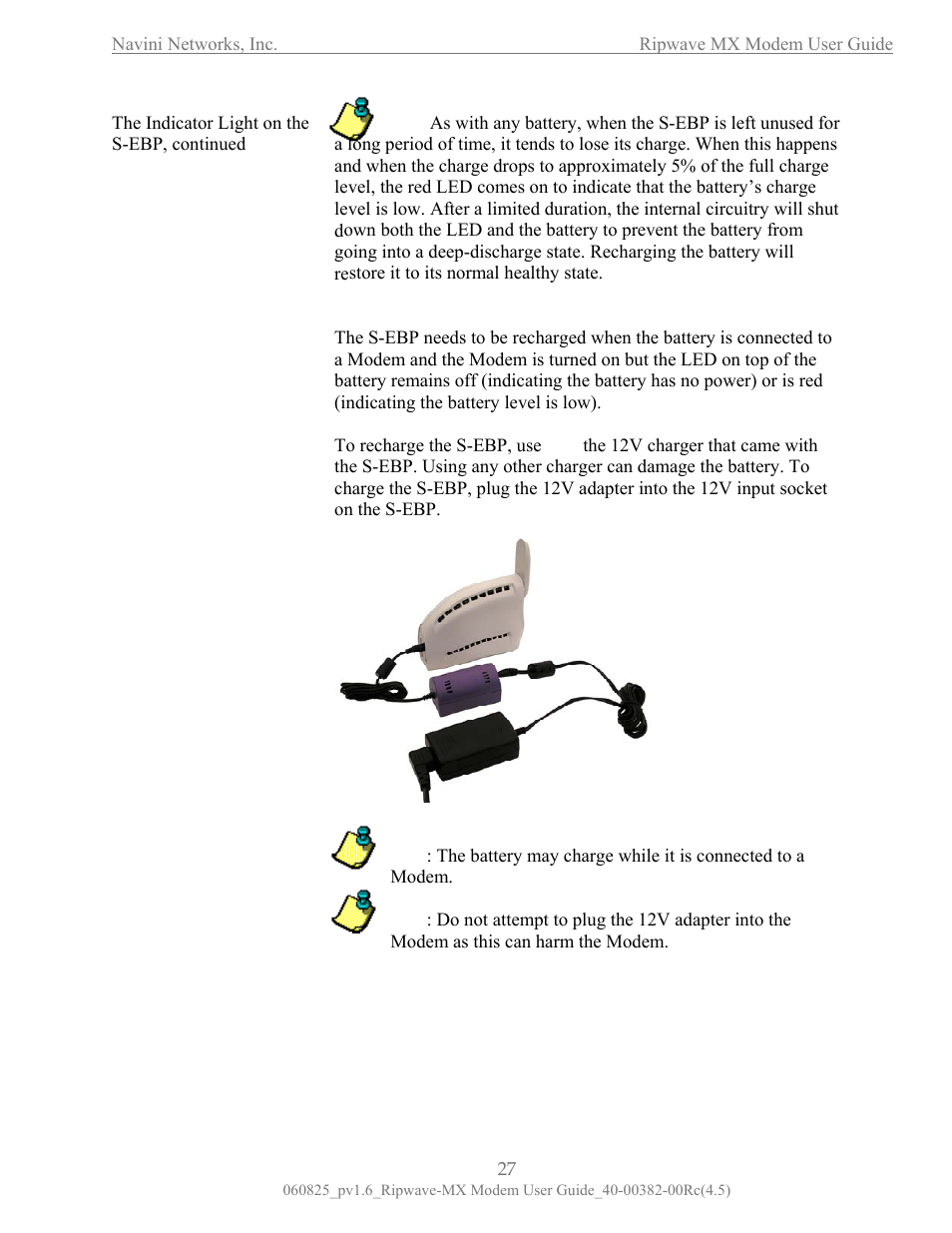 Charging the, S-ebp, Harging the | Harging the -ebp | Navini Networks Ripwave MX User Manual | Page 27 / 42