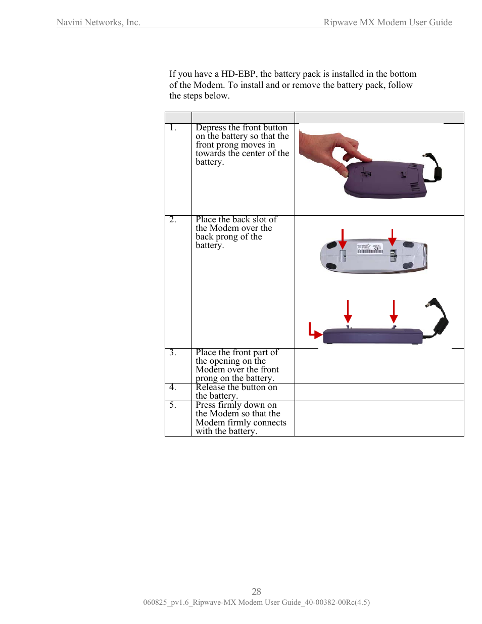 Connecting and disconnecting the hd-ebp, Illustration, Onnecting and | Isconnecting the, Hd-ebp, Connecting and isconnecting the d-ebp d h | Navini Networks Ripwave MX User Manual | Page 28 / 42