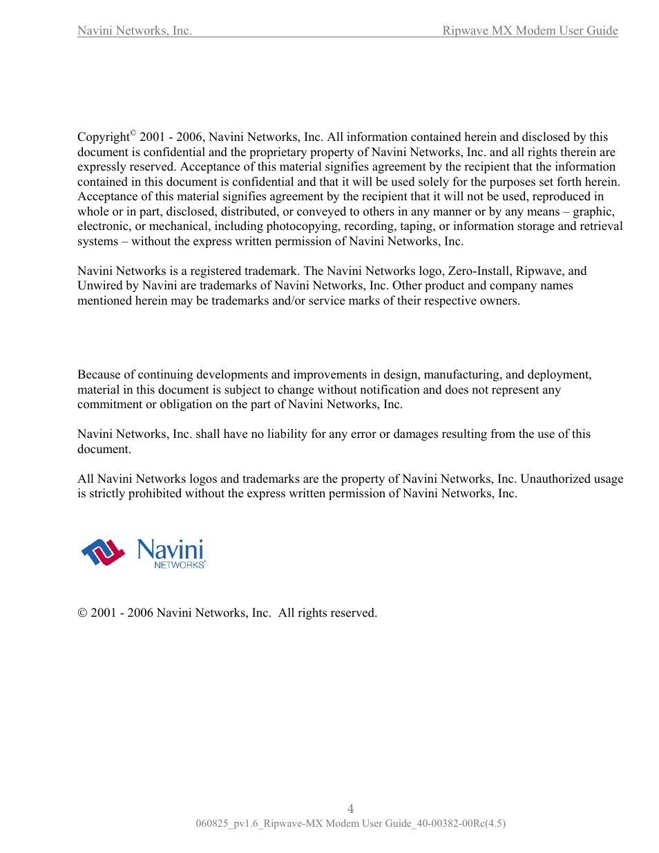 Permissions, trademarks & distribution | Navini Networks Ripwave MX User Manual | Page 4 / 42