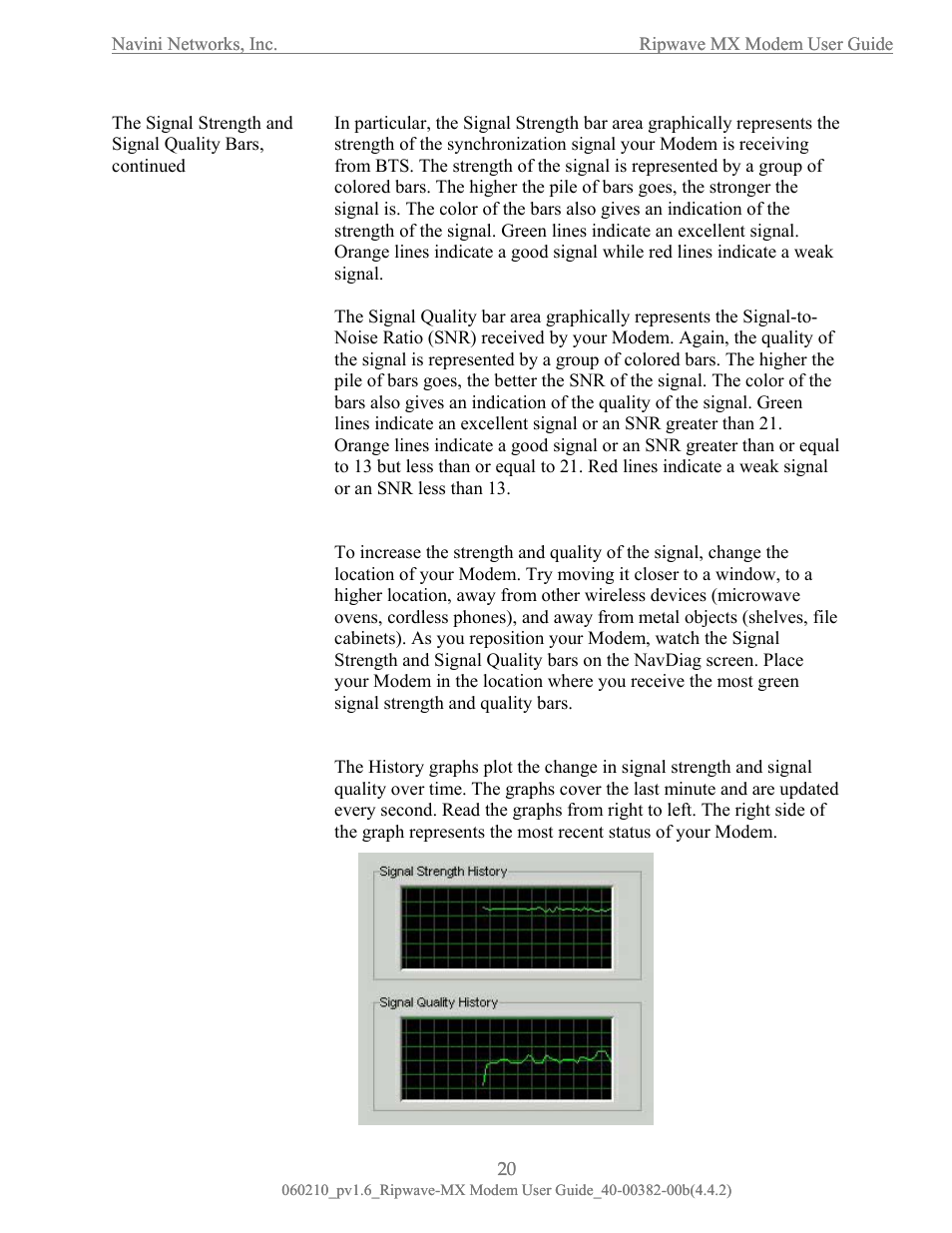 The history graphs | Navini Networks Ripwave User Manual | Page 20 / 41