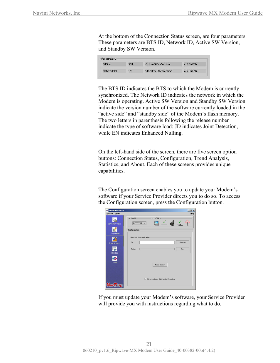 She configuration creen, The parameter, The screen option buttons | Navini Networks Ripwave User Manual | Page 21 / 41