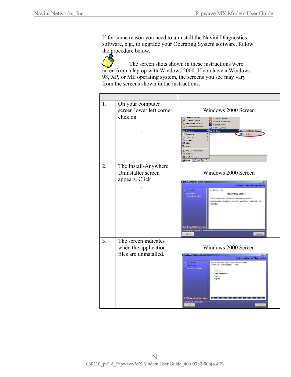 Ninstalling navini diagnostics (navdiag) | Navini Networks Ripwave User Manual | Page 24 / 41