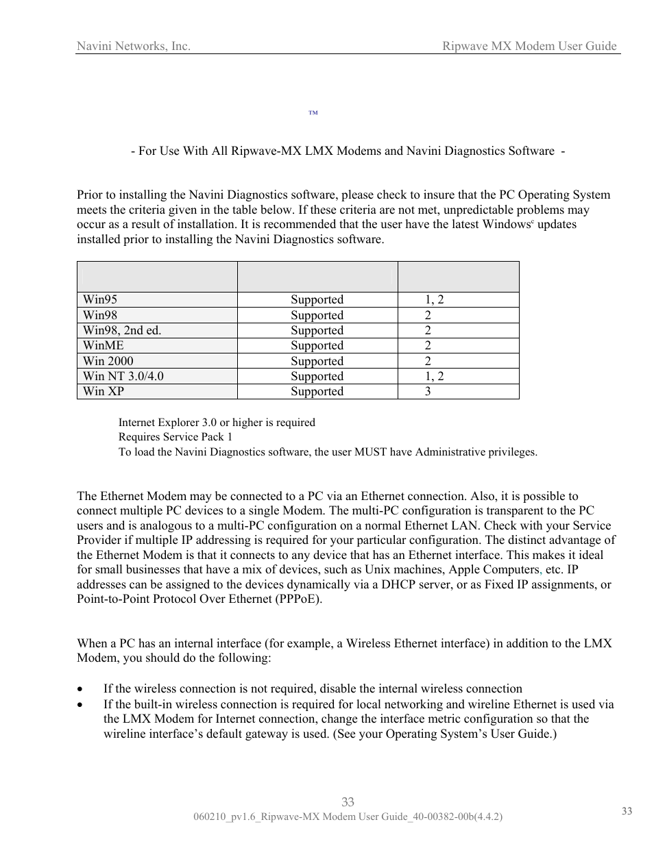 -mx modem - pc troubleshooting, Addendum ripwave | Navini Networks Ripwave User Manual | Page 33 / 41