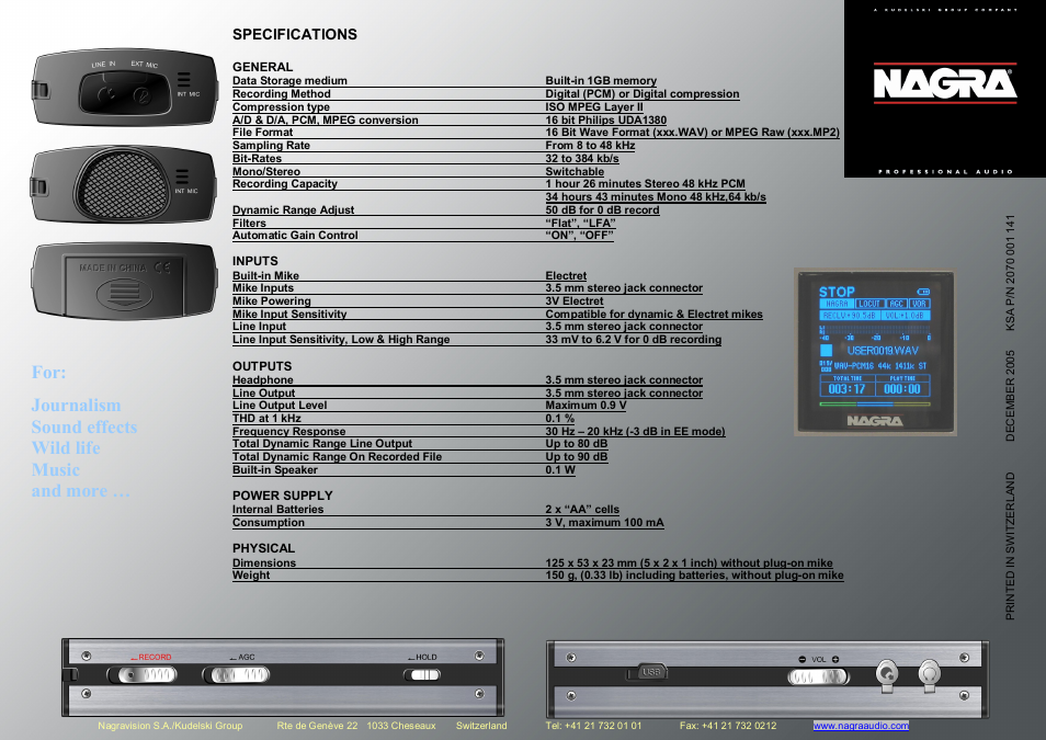 Nagra Ares-M Audio Recorder User Manual | Page 2 / 2