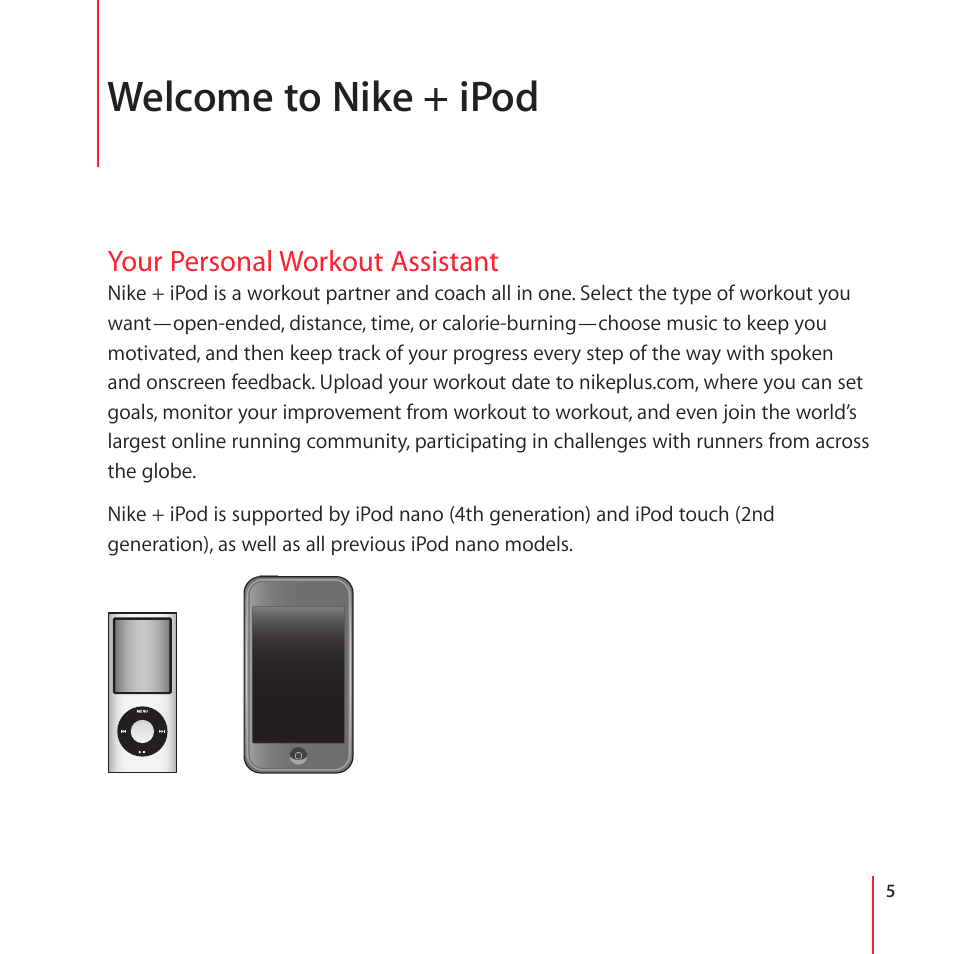 Welcome to nike + ipod, Your personal workout assistant | Nike + IPOD User Manual | Page 5 / 28