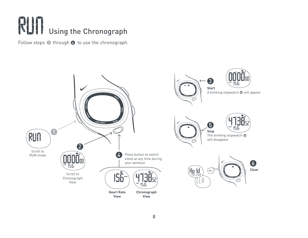 Using the chronograph | Nike Triax C5 User Manual | Page 8 / 12