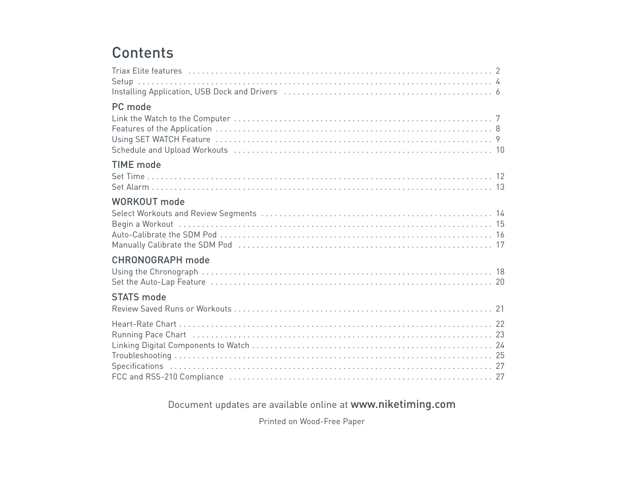 Nike Triax Elite HRM/SDM User Manual | 27 pages