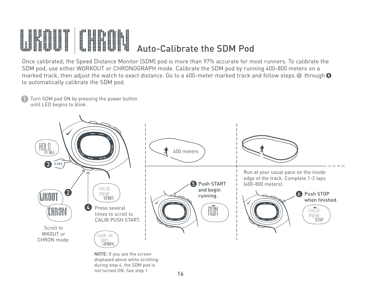 Auto-calibrate the sdm pod | Nike Triax Elite HRM/SDM User Manual | Page 16 / 27