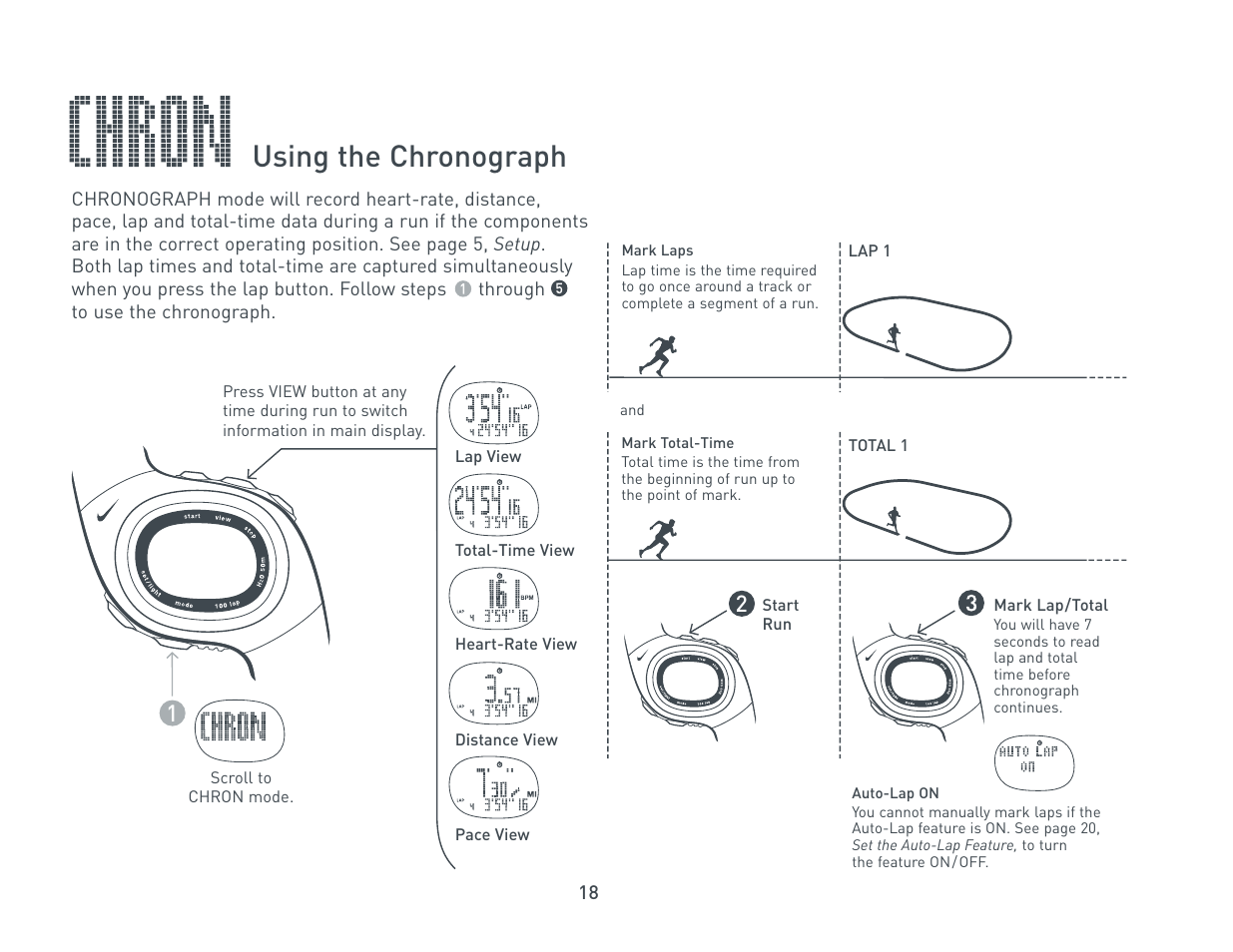 Using the chronograph | Nike Triax Elite HRM/SDM User Manual | Page 18 / 27