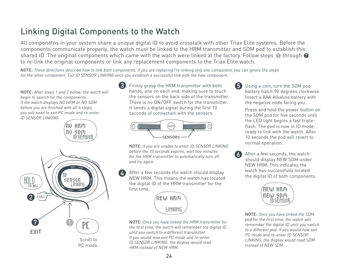 Linking digital components to the watch | Nike Triax Elite HRM/SDM User Manual | Page 24 / 27