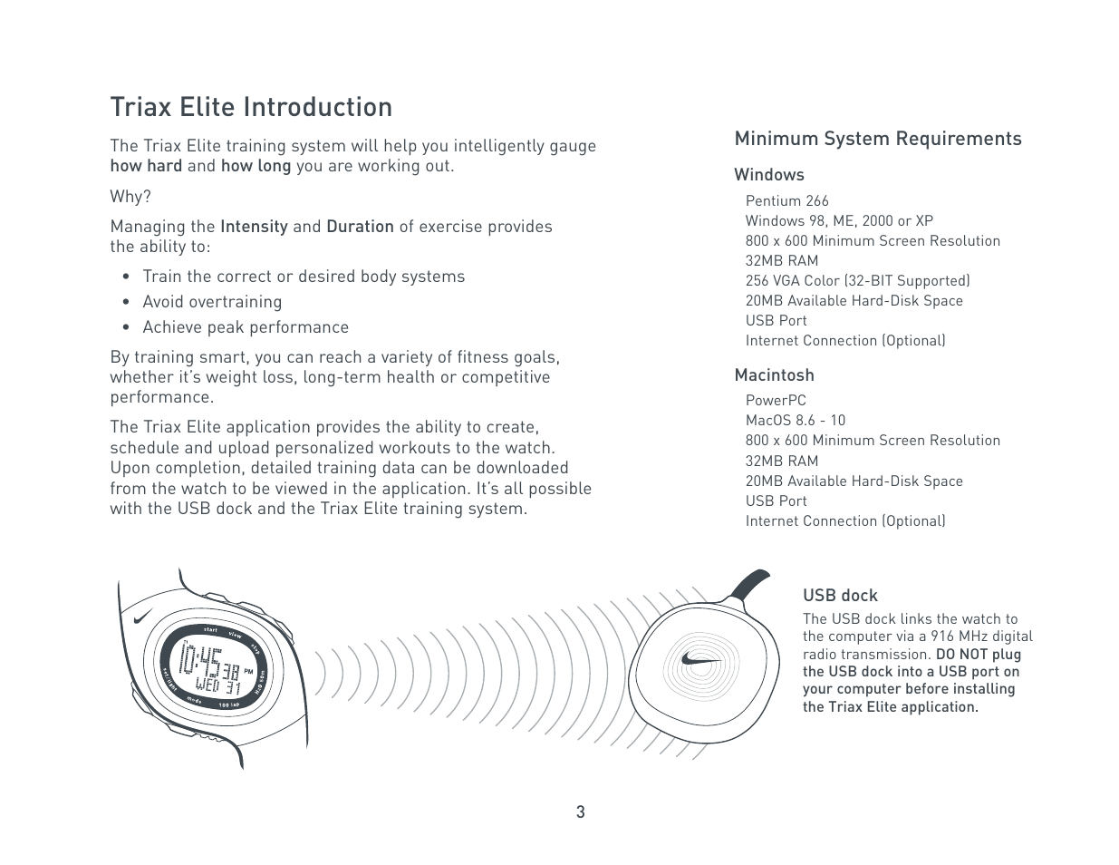 Triax elite introduction | Nike Triax Elite HRM/SDM User Manual | Page 3 / 27