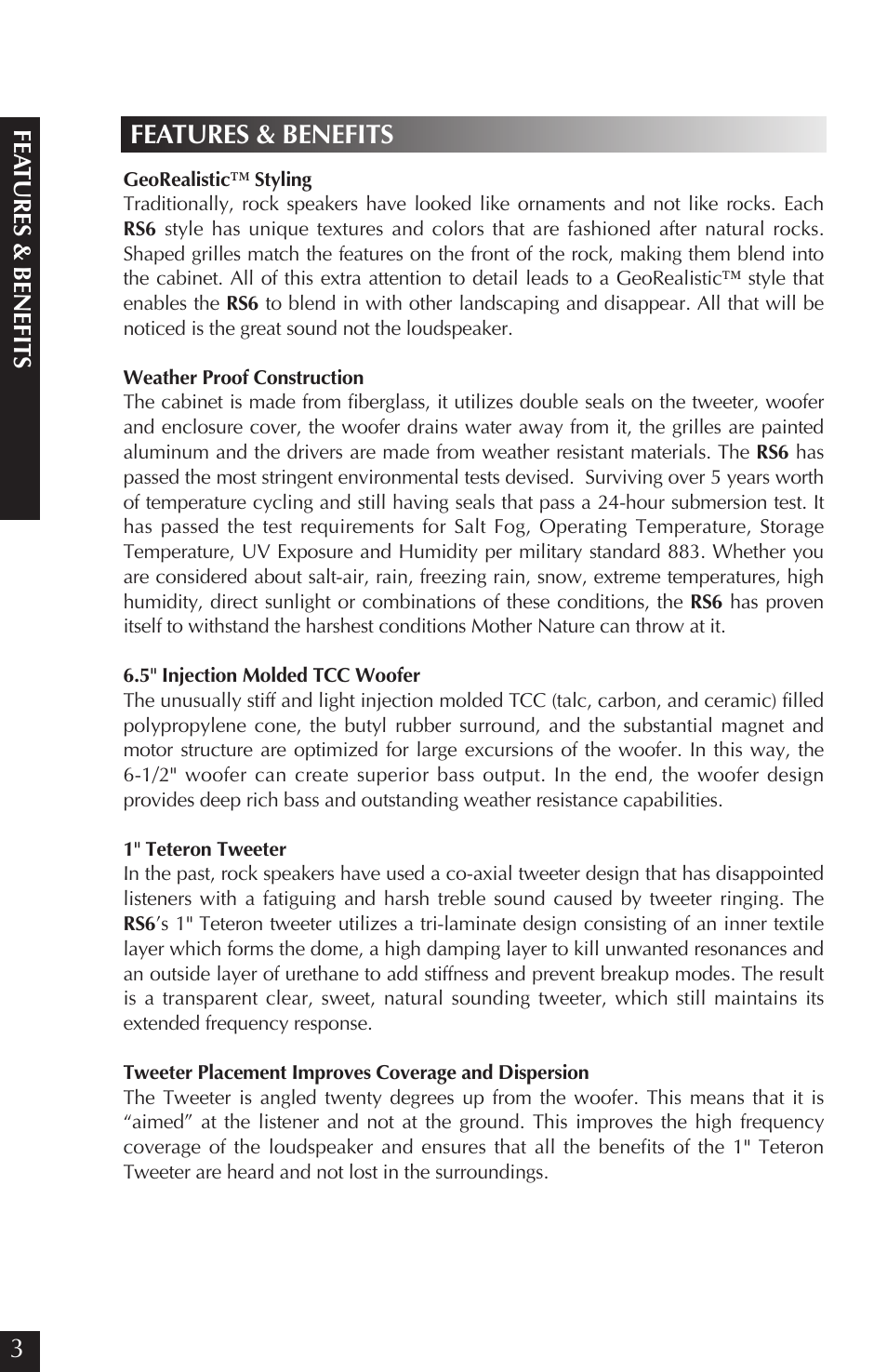 Features & benefits | Niles Audio CORAL RS6 User Manual | Page 4 / 24