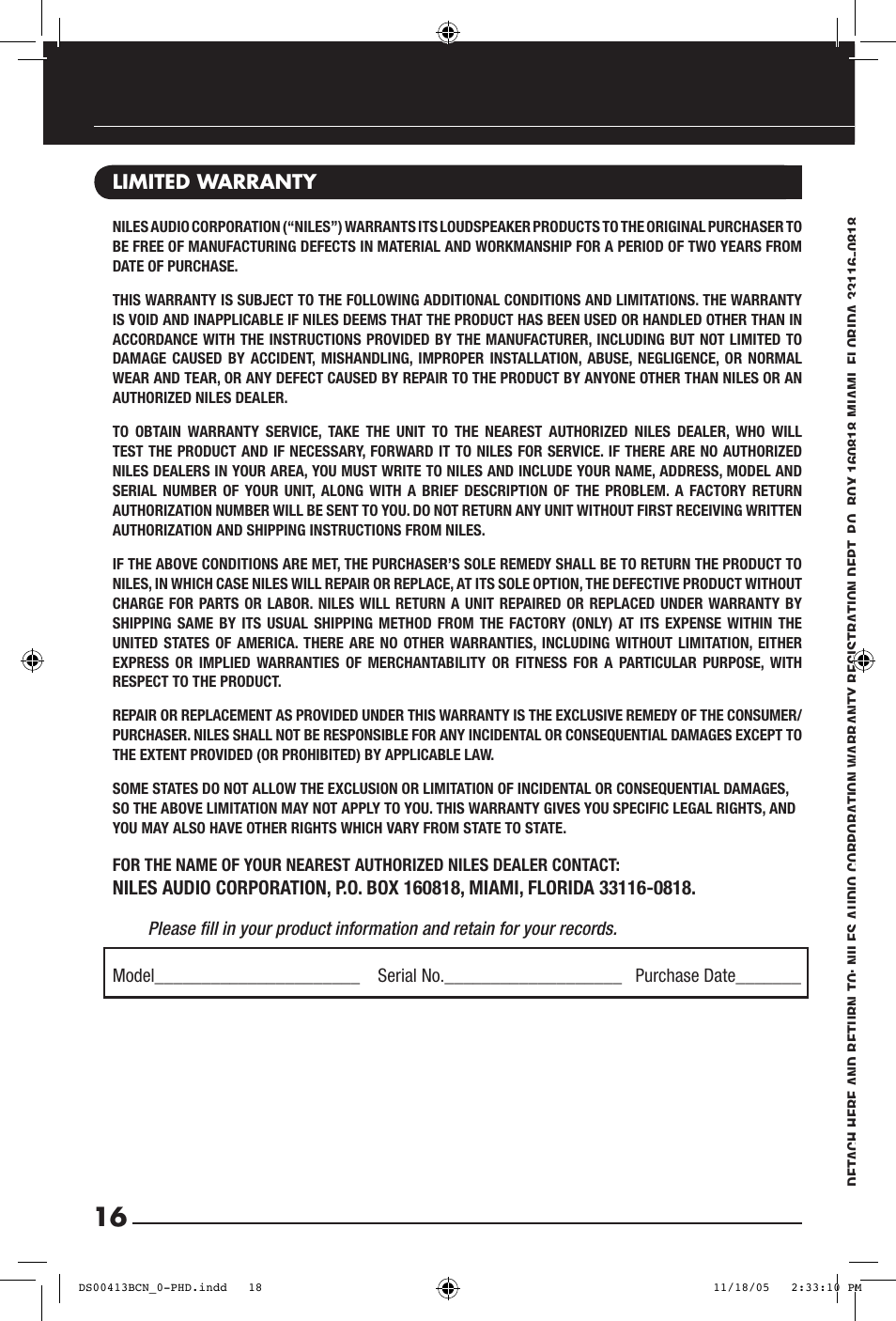 Niles Audio PHD60 User Manual | Page 18 / 20