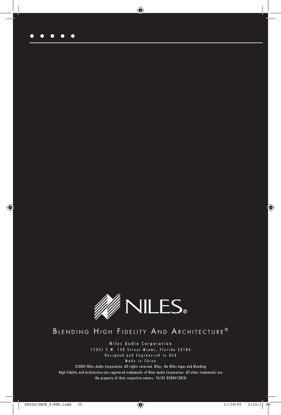 Niles Audio PHD60 User Manual | Page 20 / 20