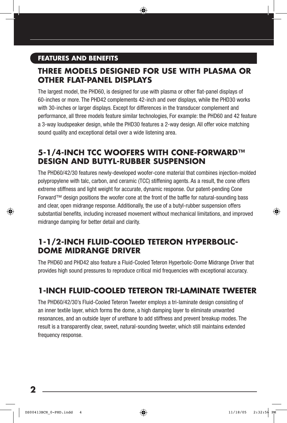 Inch fluid-cooled teteron tri-laminate tweeter | Niles Audio PHD60 User Manual | Page 4 / 20