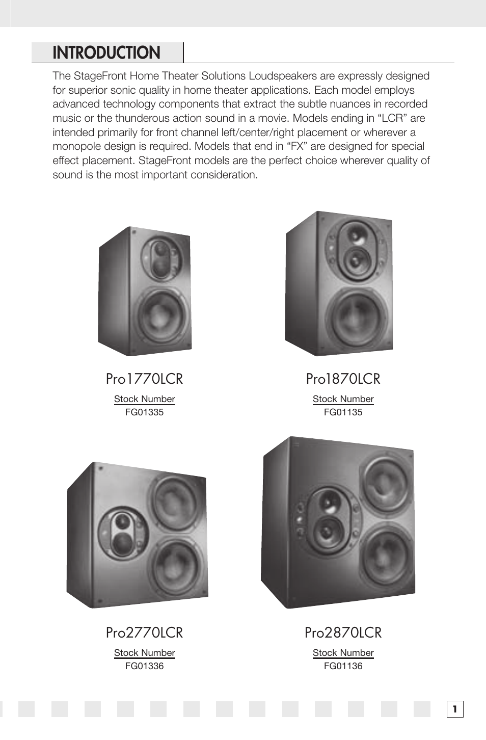 Introduction, Pro2870lcr, Pro2770lcr | Pro1870lcr, Pro1770lcr | Niles Audio PRO2770LCR User Manual | Page 3 / 16