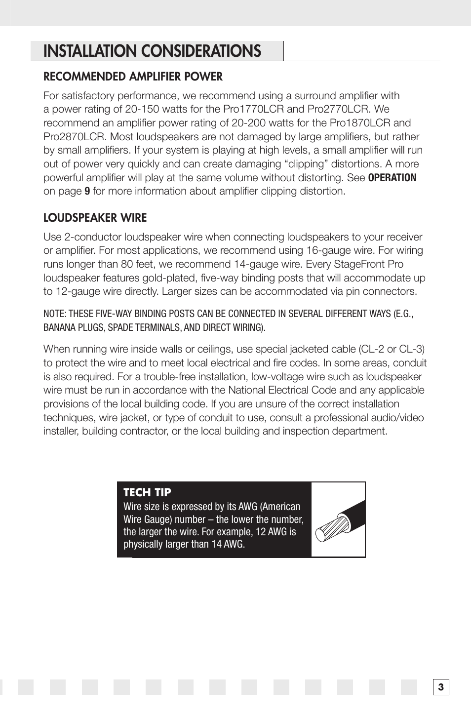 Installation considerations | Niles Audio PRO2770LCR User Manual | Page 5 / 16