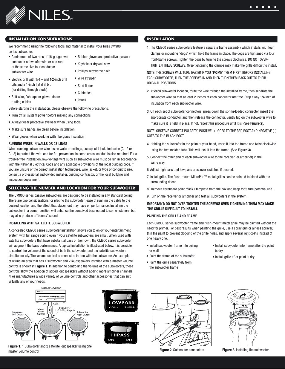 Niles Audio CM950SUB series User Manual | Page 3 / 4