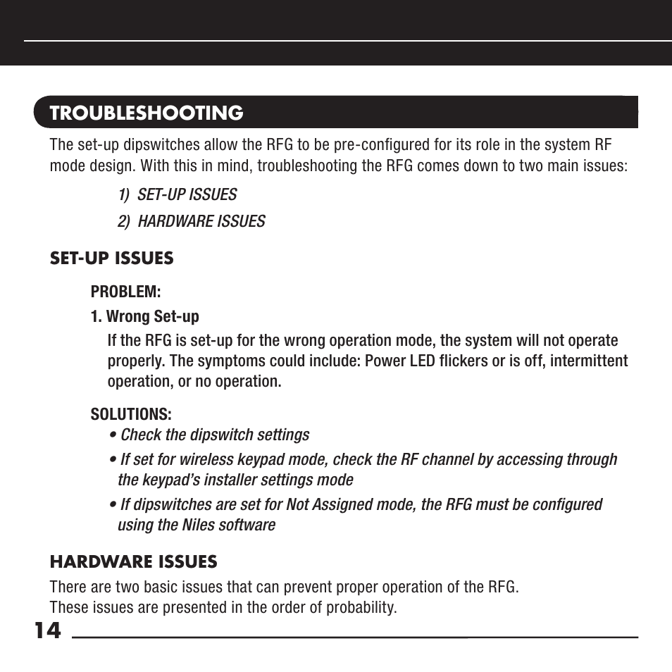 Niles Audio RFG User Manual | Page 16 / 24