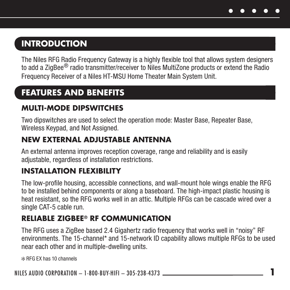 Niles Audio RFG User Manual | Page 3 / 24