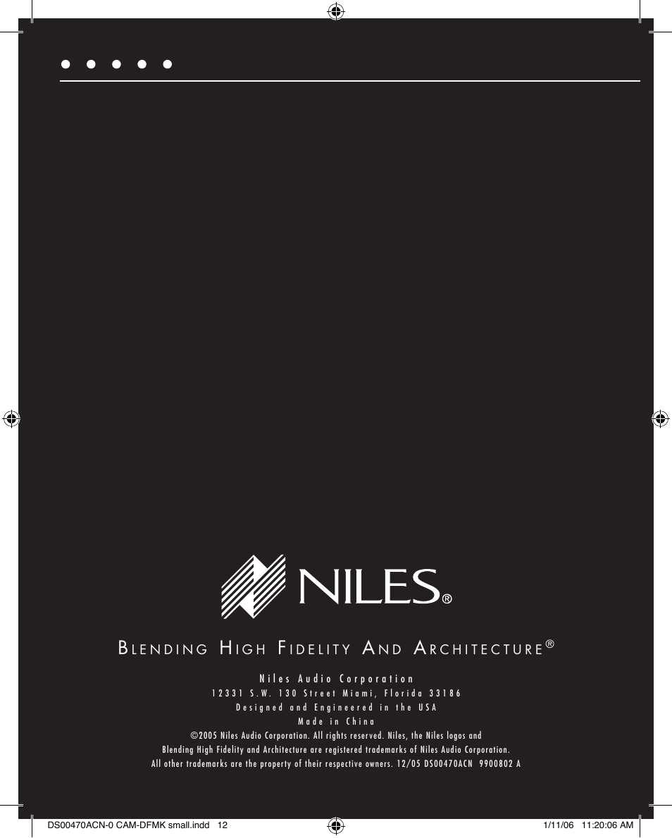 Niles Audio CAM-DFMK User Manual | Page 12 / 12