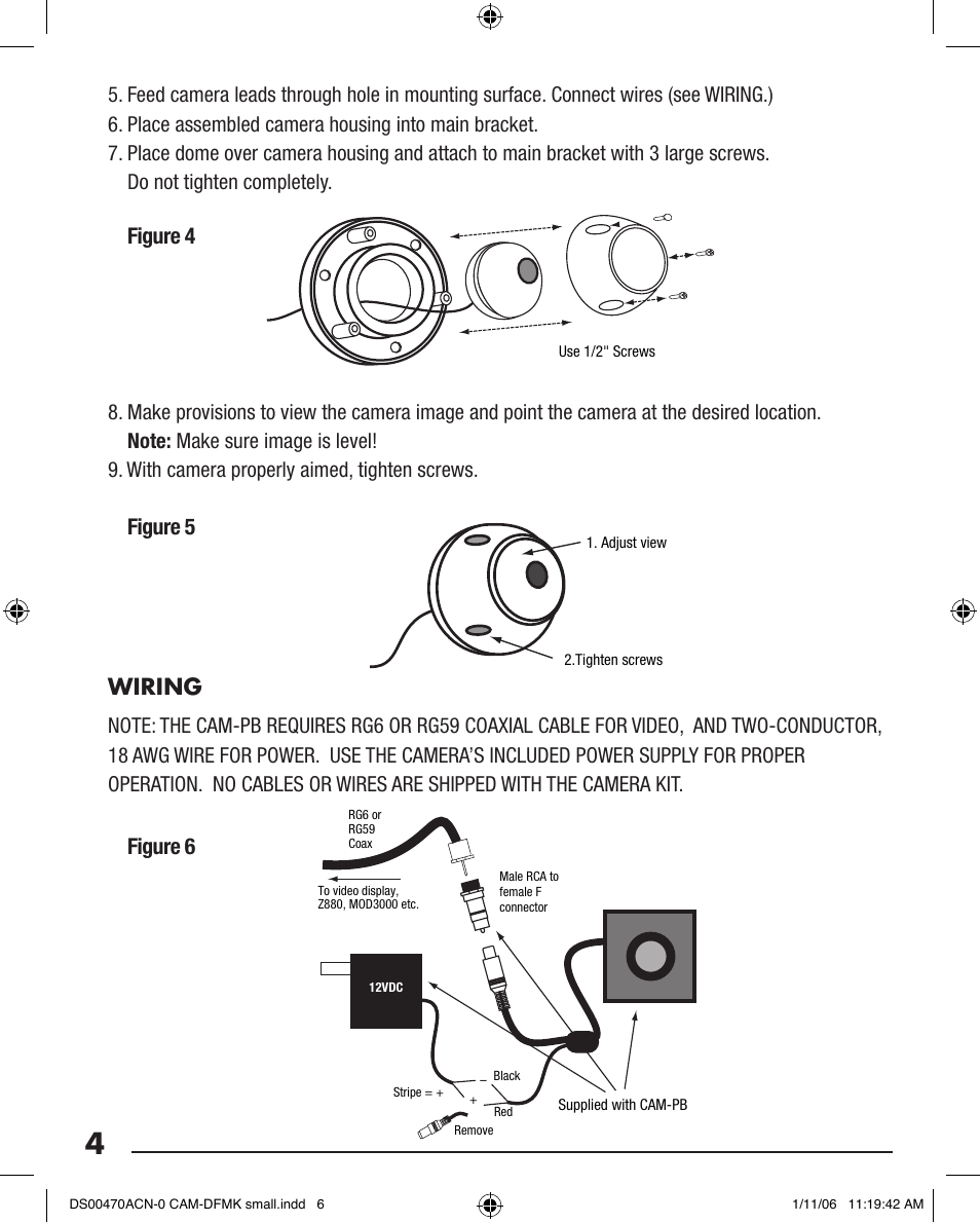 Wiring, Figure 4 figure 5 figure 6 | Niles Audio CAM-DFMK User Manual | Page 6 / 12