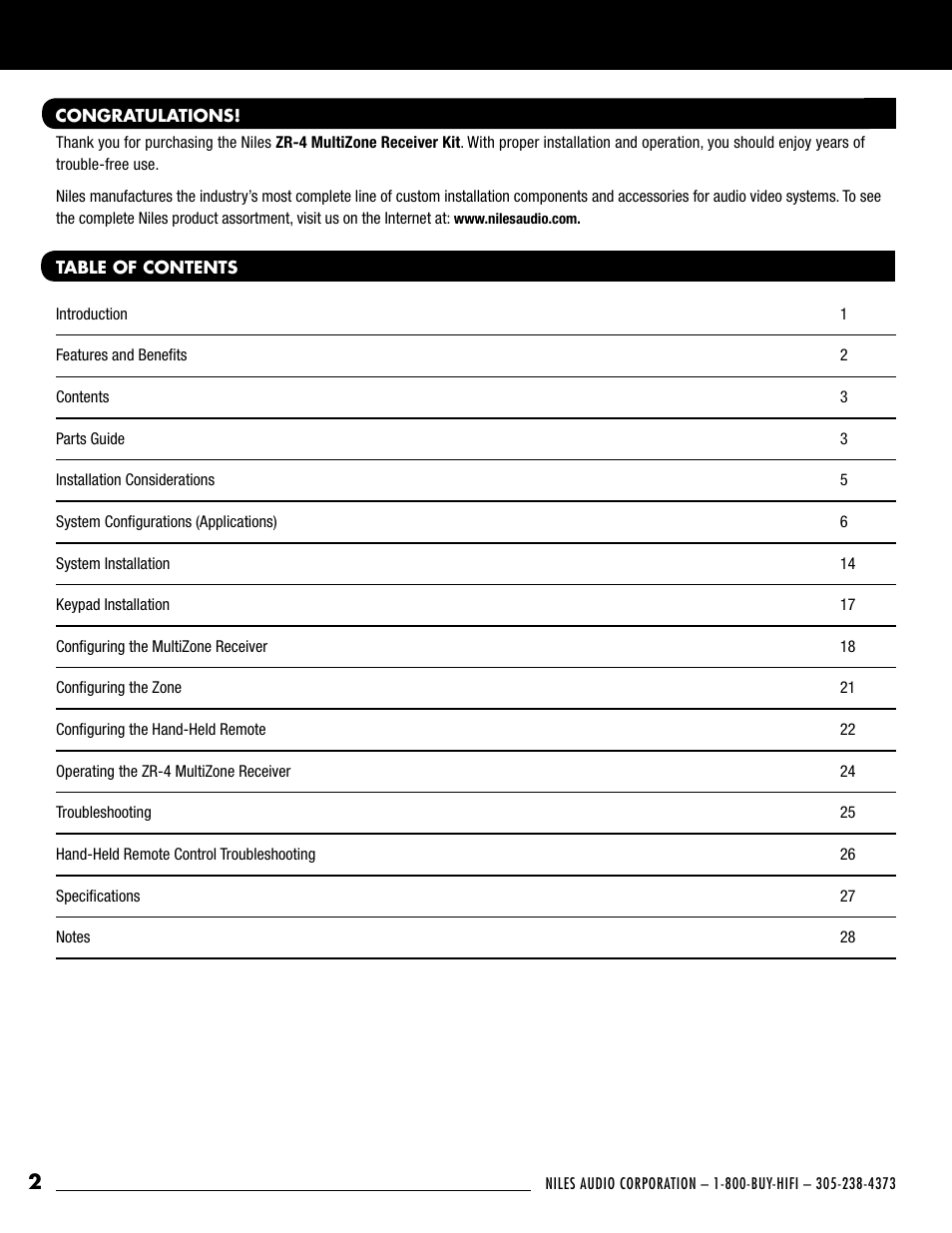 Niles Audio ZR-4 User Manual | Page 2 / 32