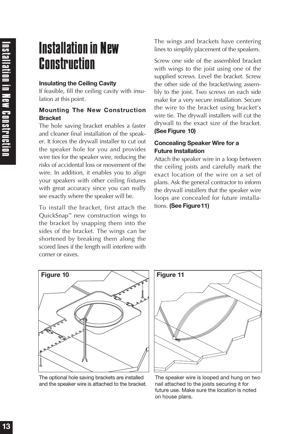 Installationin new construction, Ins talla tion in ne w cons tr uc tion | Niles Audio Niles CM5HD User Manual | Page 20 / 24