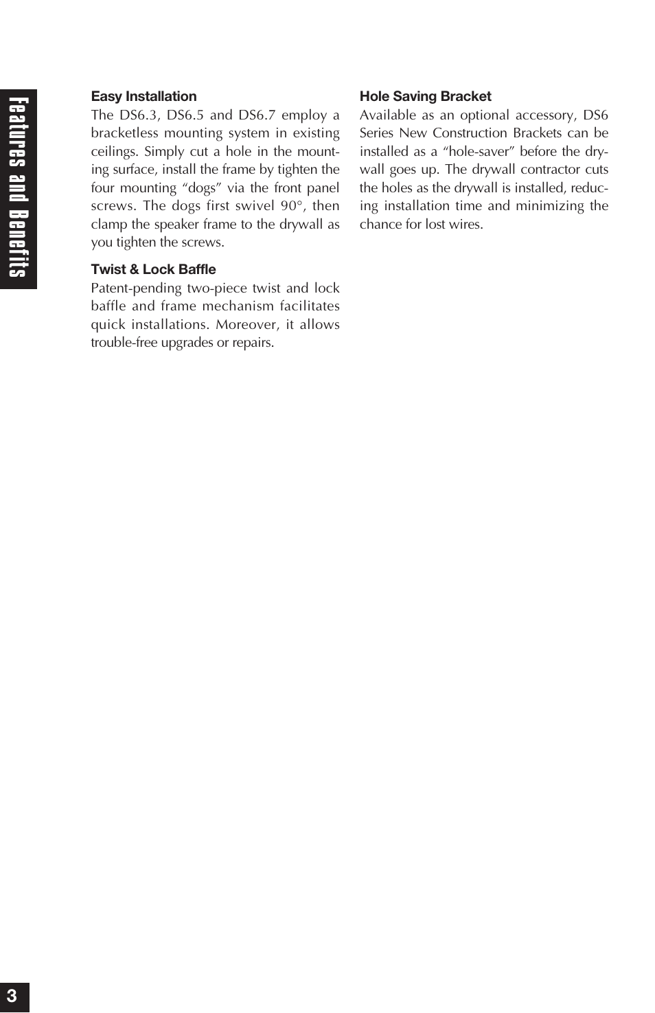 Fe at ur es and bene fit s | Niles Audio DS6.5 User Manual | Page 4 / 24