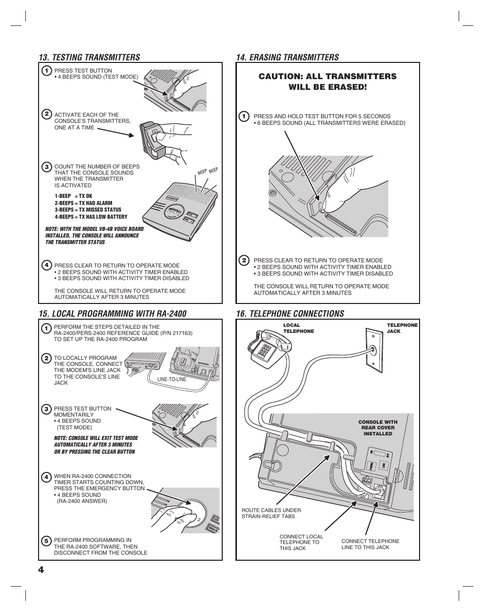 Caution: all transmitters will be erased | Niles Audio Personal Emergency Reporting System PERS-2400B User Manual | Page 6 / 8
