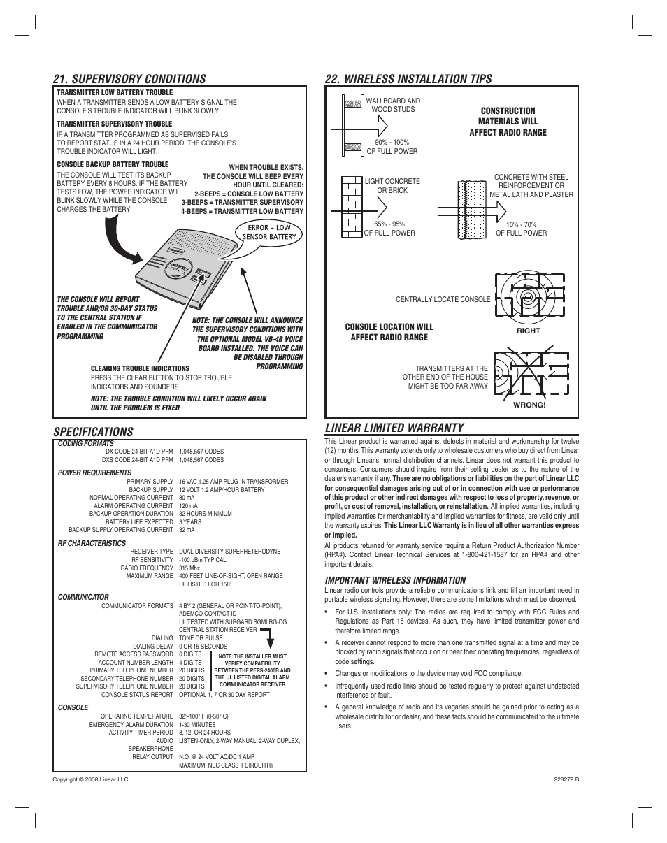 Niles Audio Personal Emergency Reporting System PERS-2400B User Manual | Page 8 / 8